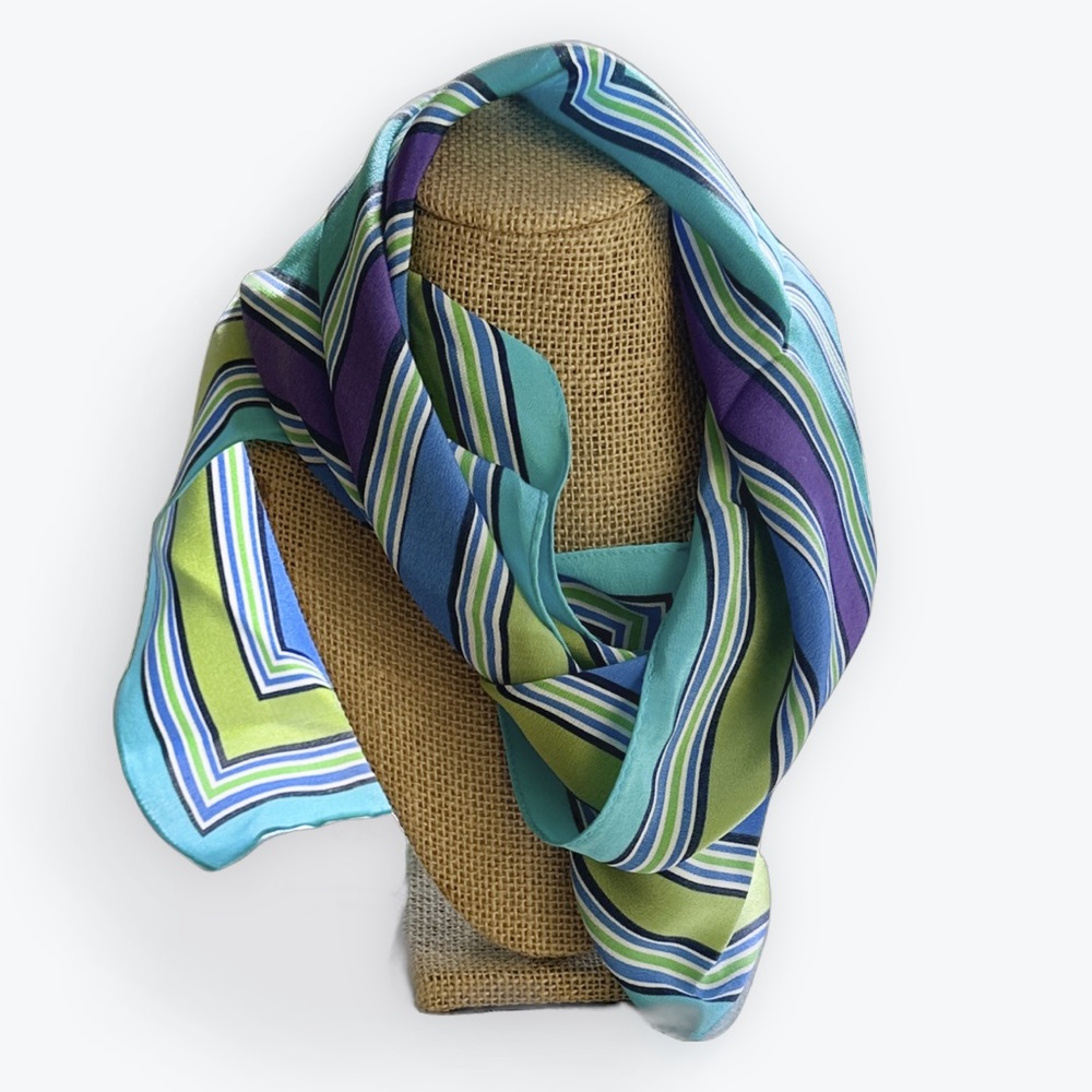 Mod Maximalist Coastal Cool Transition Glam OpArt Vortex Silk Retro Square Scarf